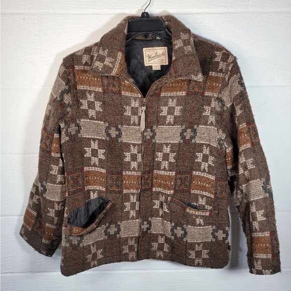Woolrich Jackets & Blazers - Woolrich Coat Brown Zip Wool western Aztec wool blend jacket womens medium